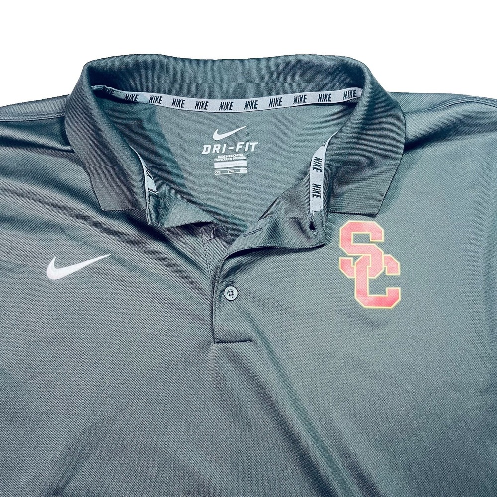 USC Trojans Nike Dri FIT Polo Shirt Mens XXL Gray Short Sleeve EUC